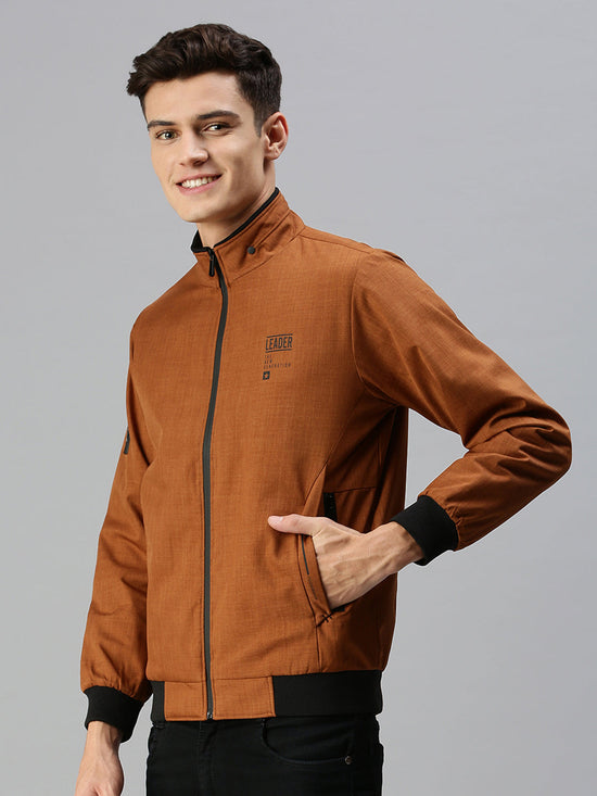 Men Solid Brown Sporty Jacket-LBR224-Mustard