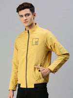 Men Printed Yellow Sporty Jacket-LBR237-Mustard