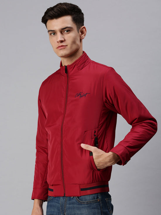 Men Solid Maroon Sporty Jacket-LBR240-Maroon