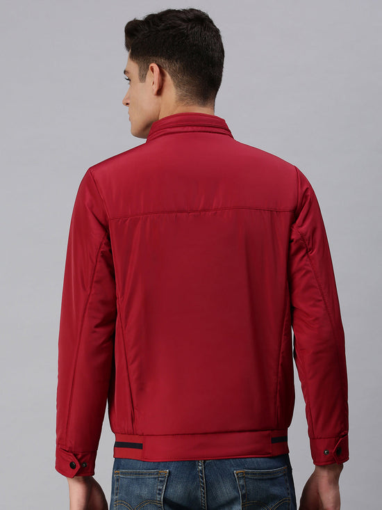 Men Solid Maroon Sporty Jacket-LBR240-Maroon