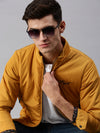 Men Solid Yellow Sporty Jacket-LBR240-Mustard