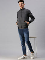 Men Checked Grey Sporty Jacket-LBR260-Grey