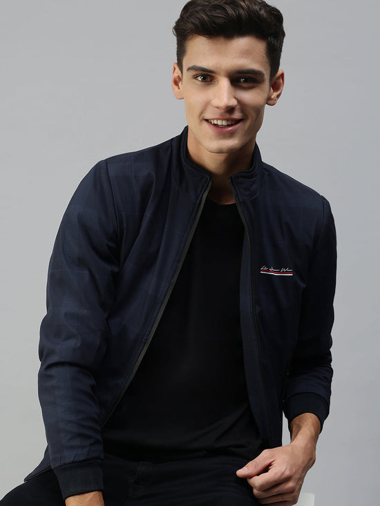 Men Solid Blue Sporty Jacket-LBR270-Navy