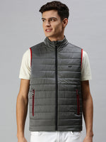 Men Solid Grey Padded Jacket-LBR401-Grey