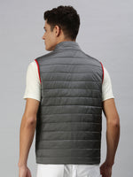 Men Solid Grey Padded Jacket-LBR401-Grey