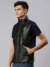 Men Solid Black Padded Jacket-LBR424-Black