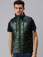 Men Solid Green Padded Jacket-LBR424-Green