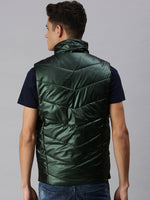 Men Solid Green Padded Jacket-LBR424-Green