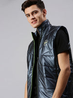 Men Solid Blue Padded Jacket-LBR424-Navy