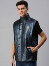 Men Solid Blue Padded Jacket-LBR424-Navy