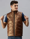 Men Solid Brown Padded Jacket-LBR424-Tan