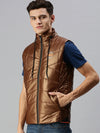 Men Solid Brown Padded Jacket-LBR424-Tan