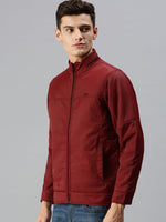 Men Solid Maroon Open Front Jacket-LBR612-Maroon