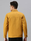 Men Solid Yellow Open Front Jacket-LBR612-Mustard