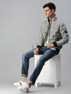 Men Solid Grey Padded Jacket-LBR722-Grey