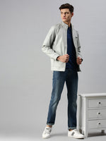 Men Solid Grey Jacket-LBR798-Lightgrey