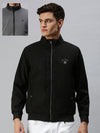 Men Solid Black Open Front Jacket-LBR905-Black