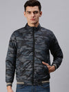 Men Printed Black Open Front Jacket-LBR908-Black