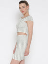 White Striped Bandage Bardot Bodycon Co-Ordinate Dress