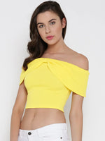 Yellow Bow Front Bardot Crop Top