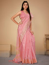 Saree Mall Women's Cotton  Pink Woven Design Designer Saree With Blouse Piece-LINOMA02C