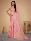 Saree Mall Women's Cotton  Pink Woven Design Designer Saree With Blouse Piece-LINOMA02C