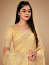 Saree Mall Women's Cotton  Yellow Woven Design Designer Saree With Blouse Piece-LINOMA02D