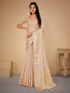 Saree Mall Women's Cotton  Cream Woven Design Designer Saree With Blouse Piece-LINOMA02F