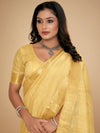 Saree Mall Women's Cotton  Yellow Embellished Designer Saree With Blouse Piece-LINOMA03C