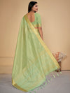 Saree Mall Women's Cotton  Light Green Embellished Designer Saree With Blouse Piece-LINOMA03F