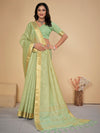 Saree Mall Women's Cotton  Light Green Embellished Designer Saree With Blouse Piece-LINOMA03F