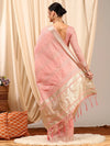 Saree Mall Women's Linen Pink Woven Design Designer Saree With Blouse Piece-LINOMA05C