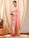 Saree Mall Women's Linen Pink Woven Design Designer Saree With Blouse Piece-LINOMA05C