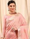 Saree Mall Women's Linen Pink Woven Design Designer Saree With Blouse Piece-LINOMA05C