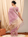 Saree Mall Women's Linen Mauve Woven Design Designer Saree With Blouse Piece-LINOMA05E