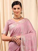 Saree Mall Women's Linen Mauve Woven Design Designer Saree With Blouse Piece-LINOMA05E