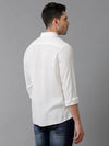 Mens Regular Fit Solid White Casual Linen Shirt-LITE-S