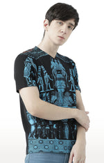 Huetrap Black Mens Short Sleeve Graphic Printed Tshirt-HT17MKGRABLK01024