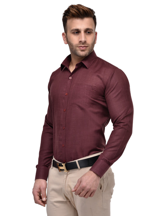 Hangup Men Standard Solid Shirts-SolidL1Maroon