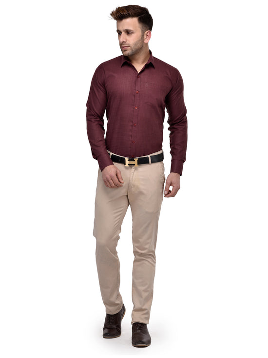 Hangup Men Standard Solid Shirts-SolidL1Maroon