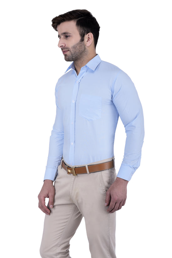 Hangup Men Standard Solid Shirts-SolidC1Blue