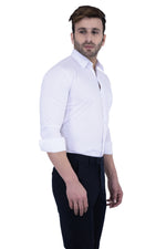 Hangup Men Standard Solid Shirts-SolidC2White