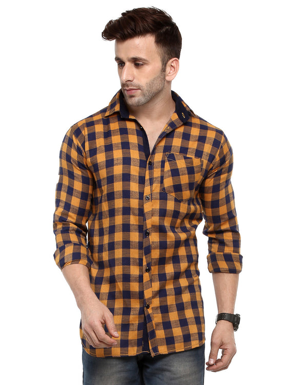 Hangup Men Slim Checkered Shirts-LMShirtSPCasualCheck6002