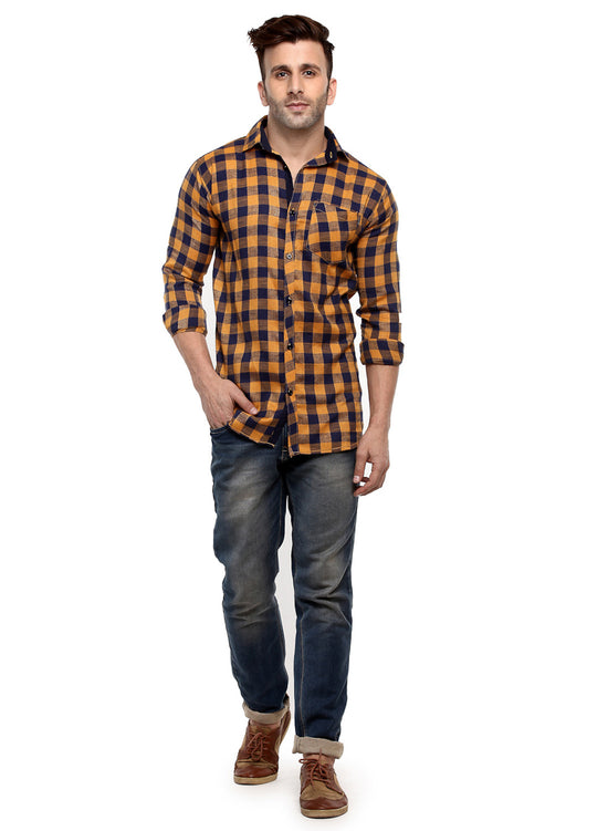 Hangup Men Slim Checkered Shirts-LMShirtSPCasualCheck6002