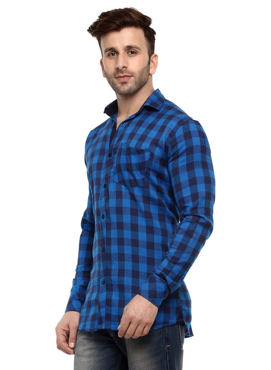 Hangup Men Slim Checkered Shirts-LMShirtSPCasualCheck6006