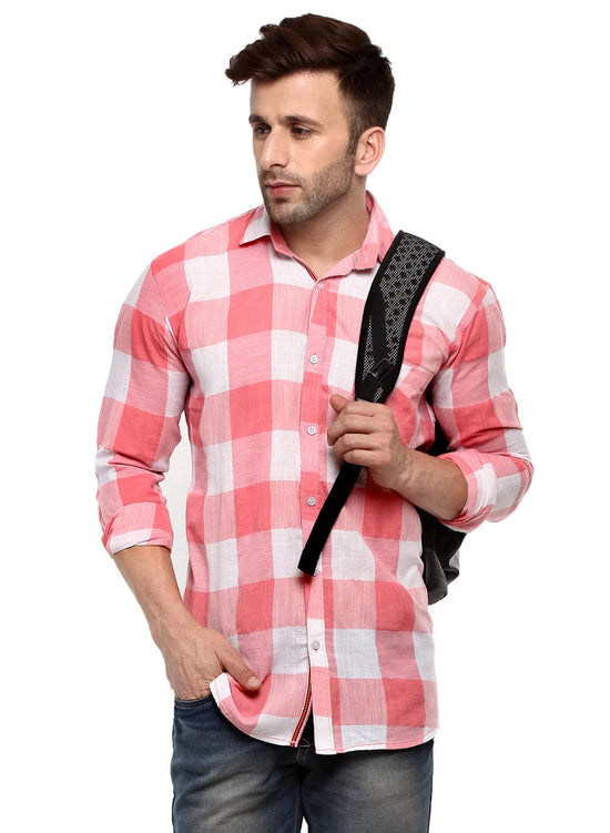 Hangup Men Slim Checkered Shirts-LMShirtSPCasualCheck8001