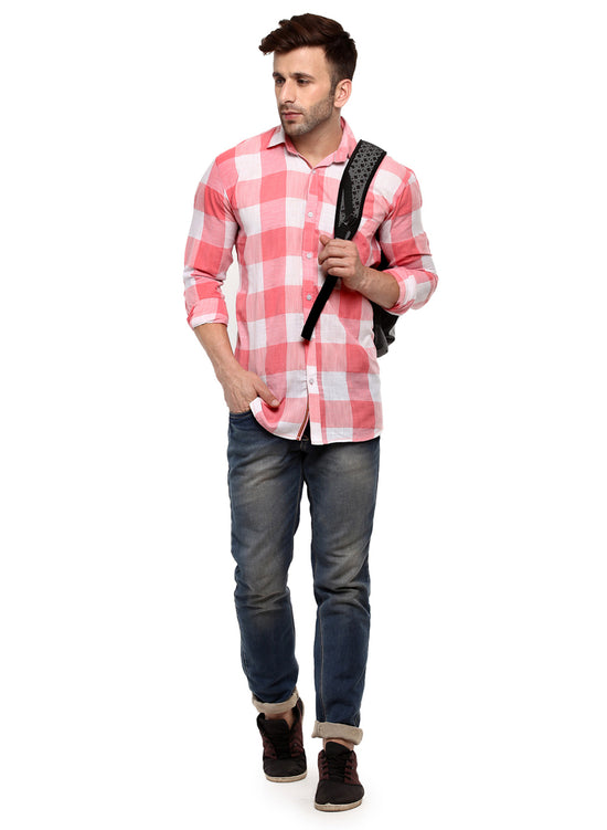 Hangup Men Slim Checkered Shirts-LMShirtSPCasualCheck8001