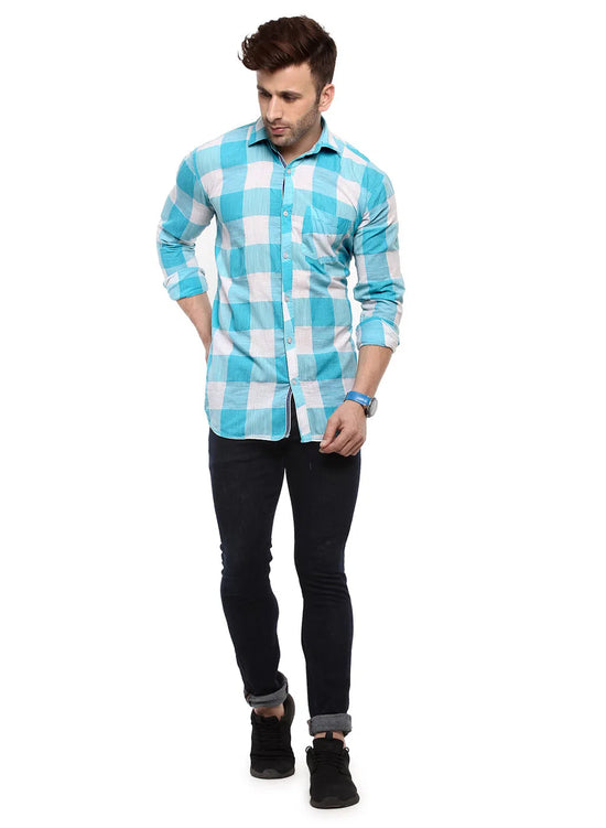 Hangup Men Slim Checkered Shirts-LMShirtSPCasualCheck8003