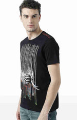 Huetrap Black Mens Short Sleeve Graphic Printed Tshirt-HT17MKGRABLK00573