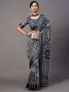 Saree Mall Women's Cotton Blend Grey Printed Designer Saree With Blouse Piece-LNSTN160B